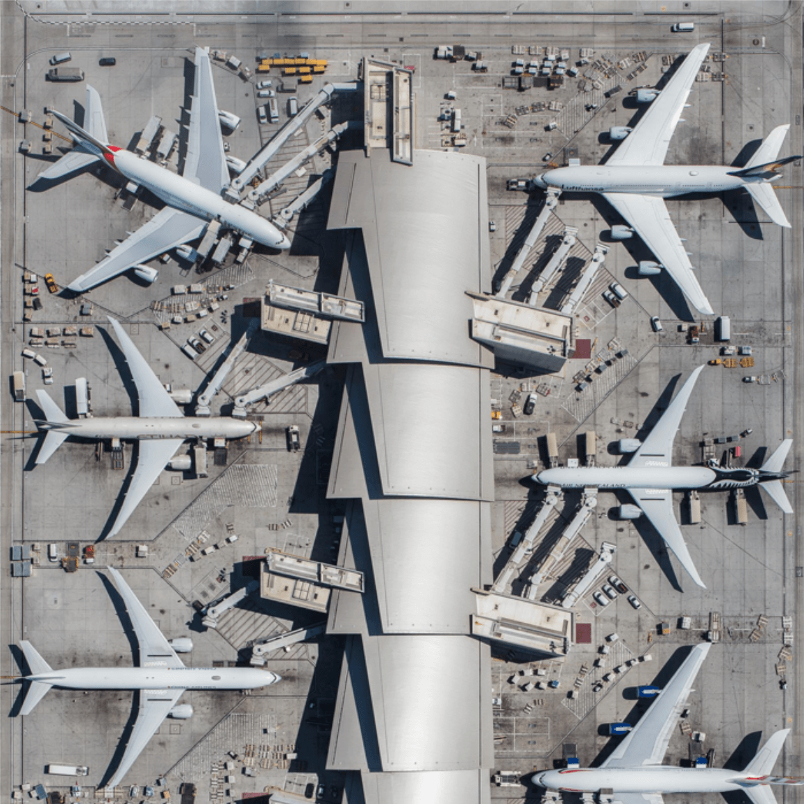 planes overhead at airport terminal